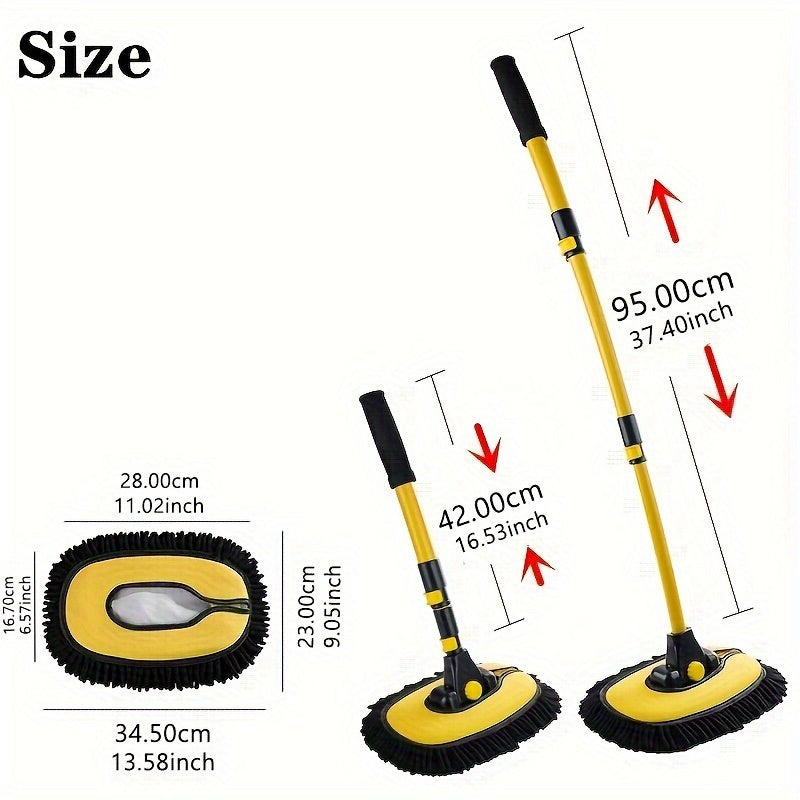 Telescoping Car Cleaning Brush with Microfiber Chenille - Adjustable Long Handle