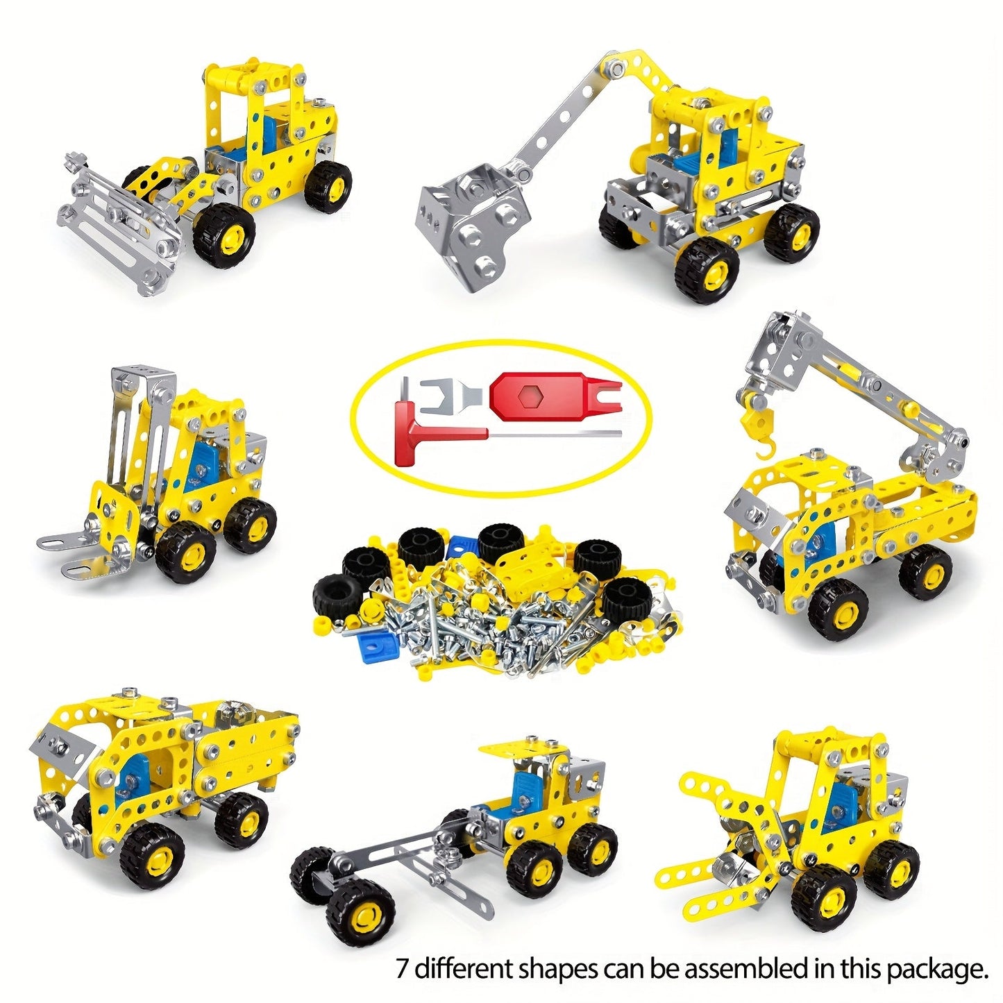 3D Metal Excavator Puzzle Building Kit for Kids - STEM Construction Vehicle Toys