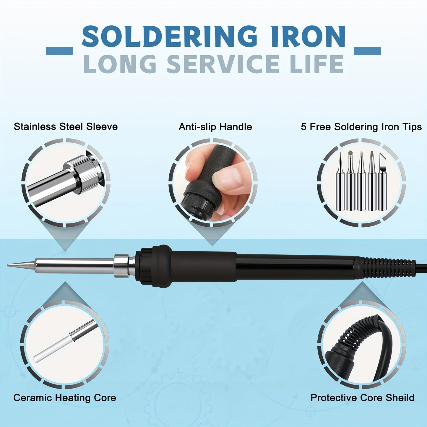 2-in-1 Soldering Station with 60W Iron & 600W Hot Air, LED Display