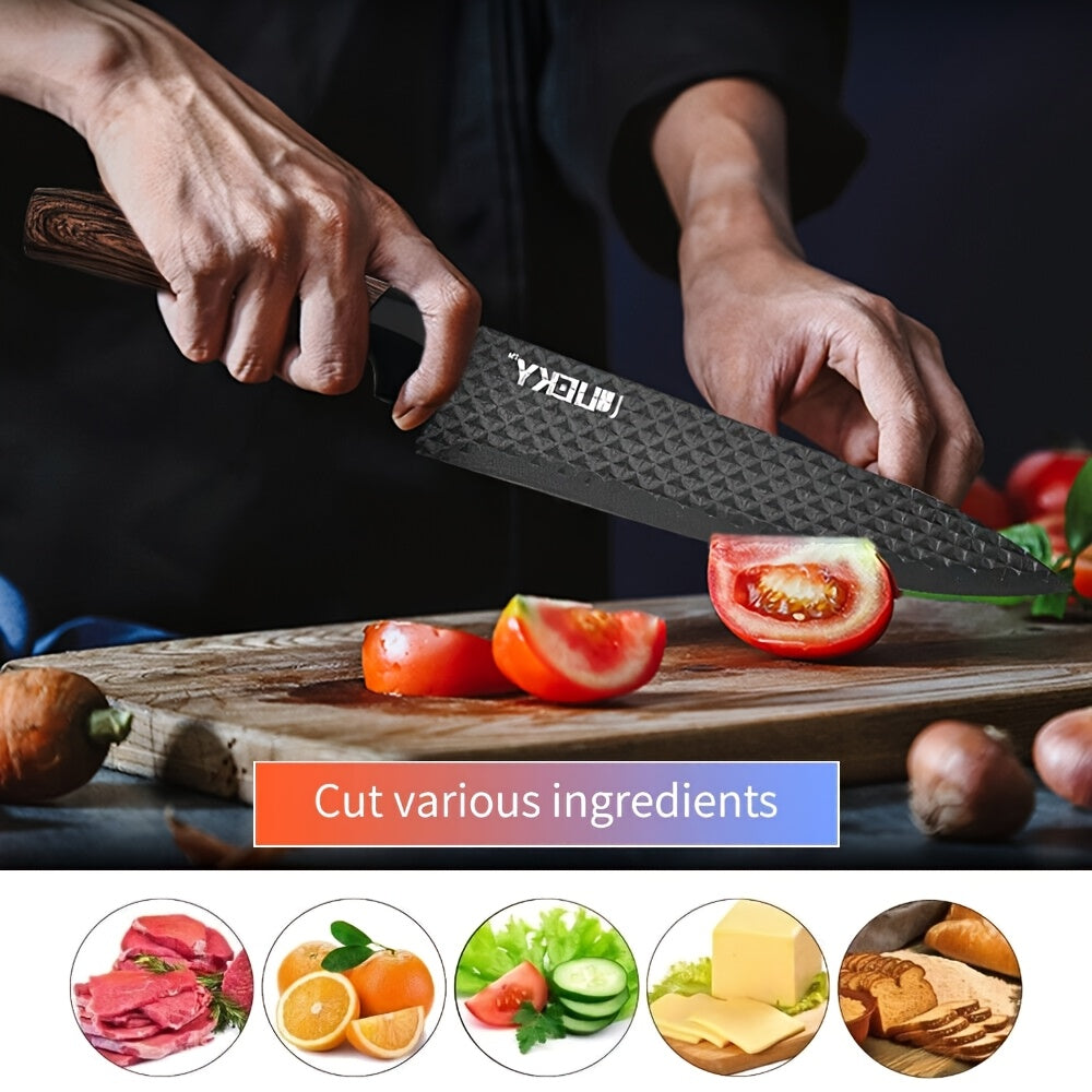 6pcs Multi-Size Kitchen Knife Set - Stainless Steel, Super Sharp, Brown Handles, Ideal for Cooking & Camping, Perfect Gift with Elegant Packaging