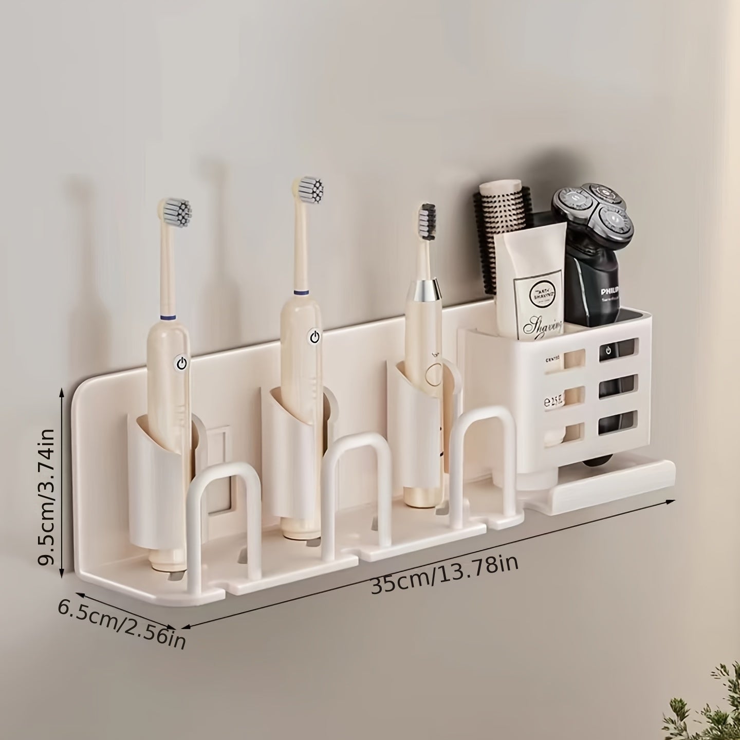 Wall Mountable Aluminum Electric Toothbrush & Razor Holder for Bathrooms - No Electricity Needed
