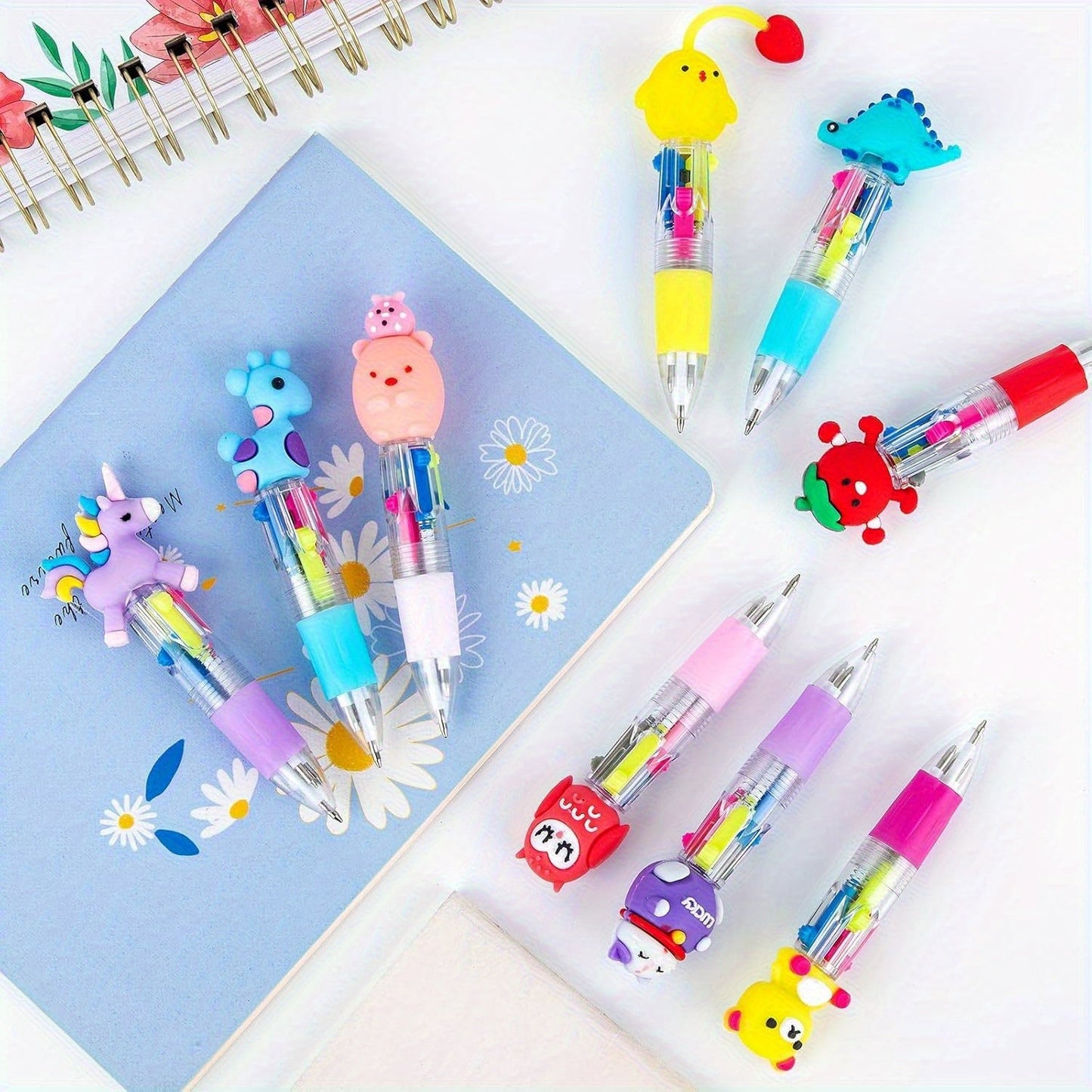 25pcs Four-Color Ballpoint Pens - Vibrant Inks, Fun Patterns, Perfect for Gifts & Classroom Use