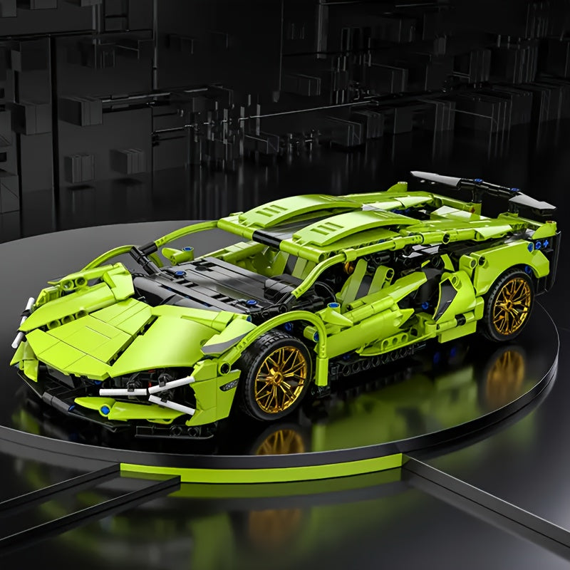 3300+ Piece Green Super Sports Car Building Block Kit - Perfect for Christmas & Birthday Gifts