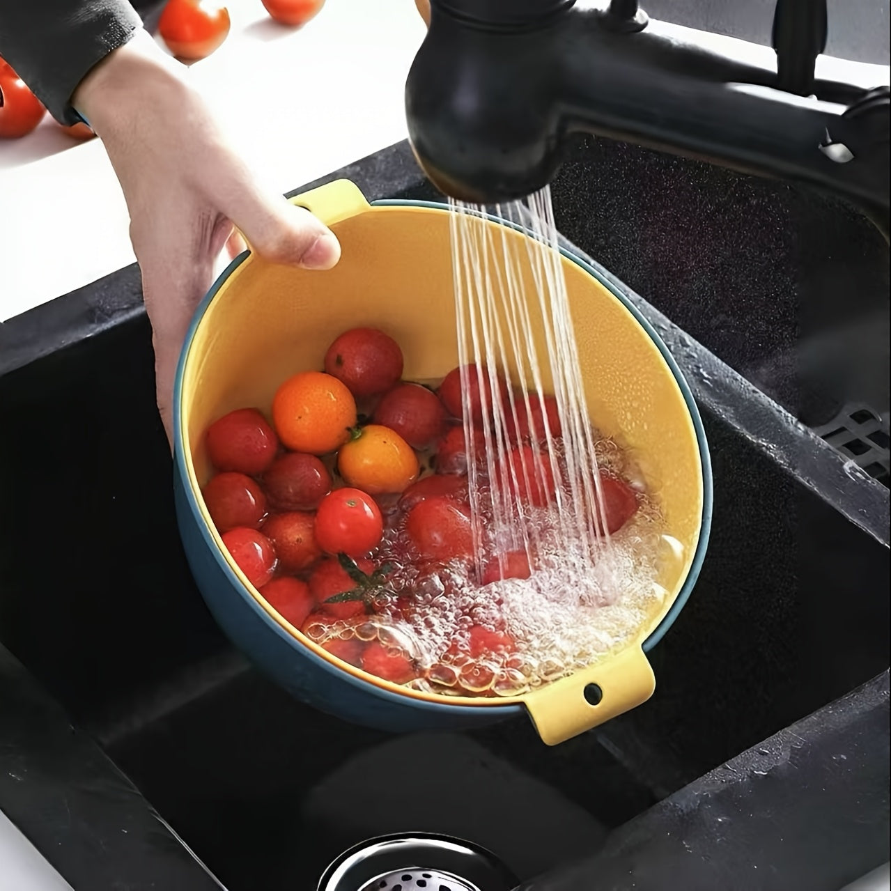 6pcs Double Drain Kitchen Strainer Set - Ideal for Fruits, Vegetables & Thawing