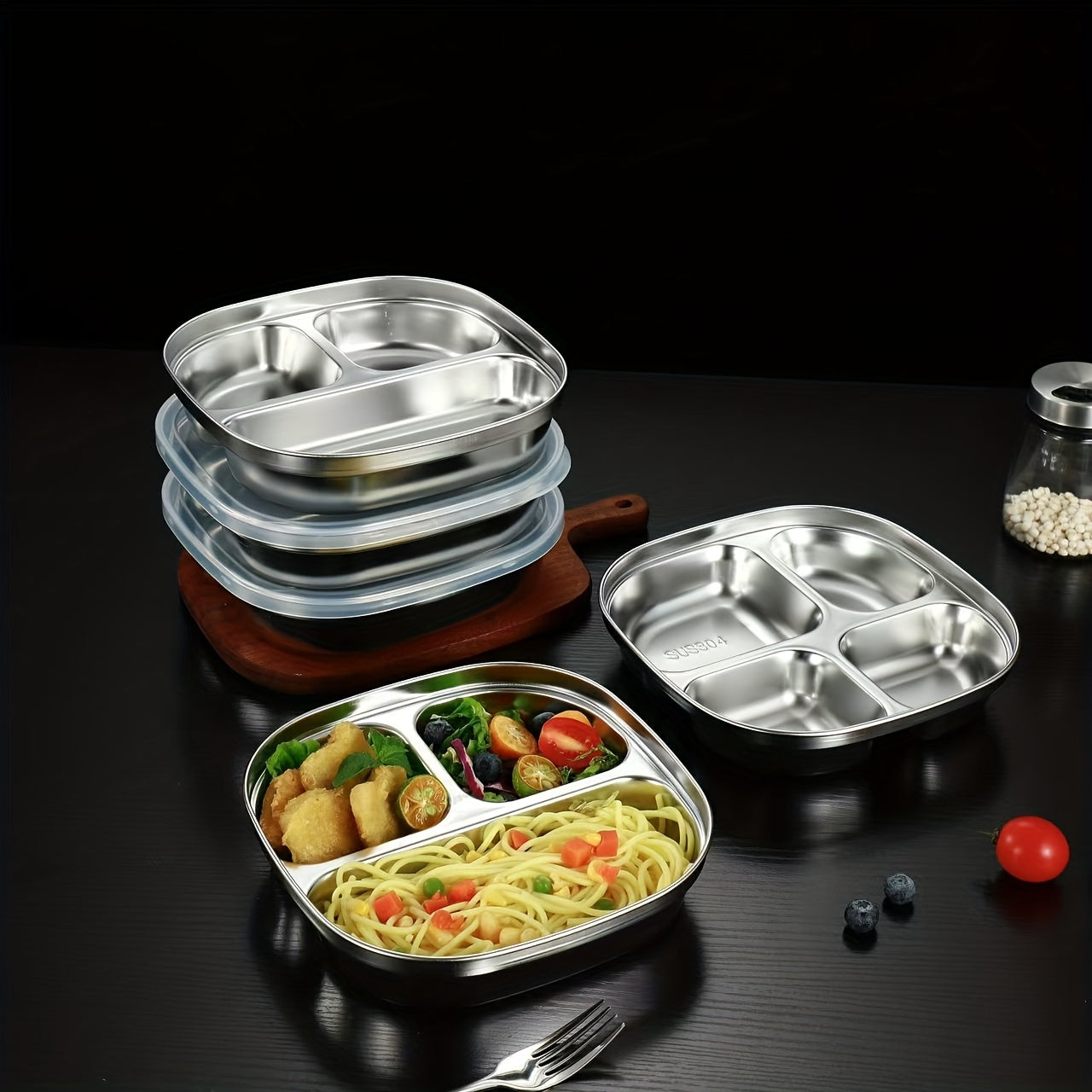 Stainless Steel Plate with PP Lid - Ideal for Kitchens, Restaurants & Parties