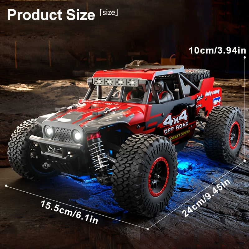 2025 Red Off-Road RC Toy Car - Brushless Motor, 55Km/h, Rechargeable, LED, Space Theme