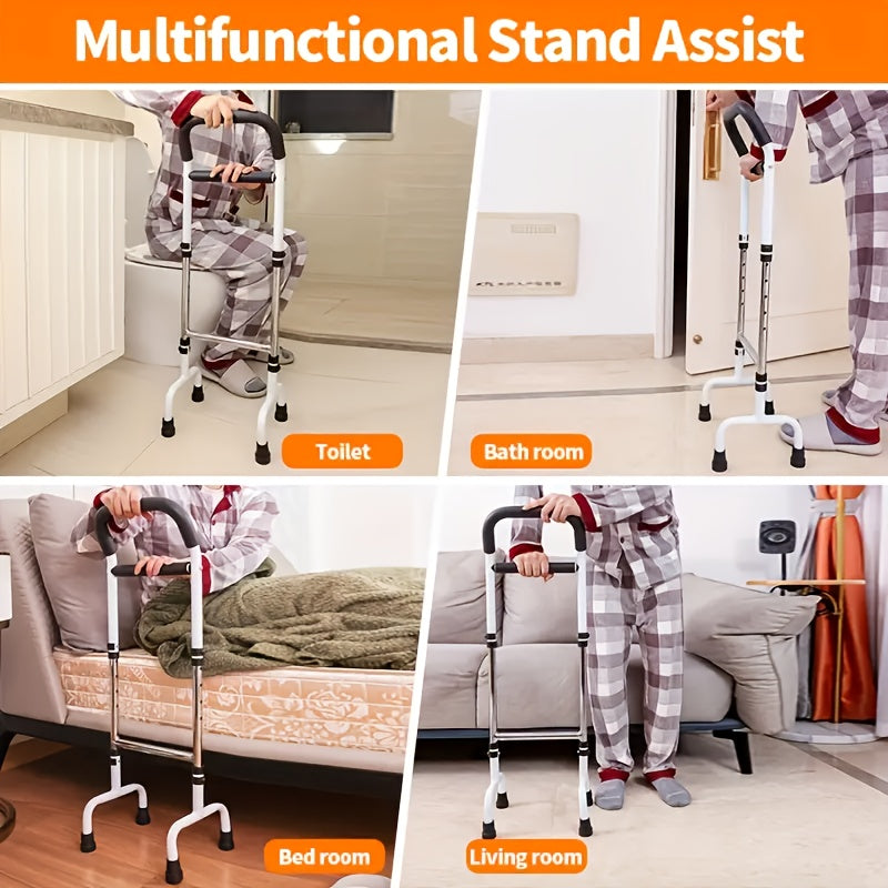 Stainless Steel Bedside Assist for Seniors - Non-Slip, Punch-Free, Safe Handrail