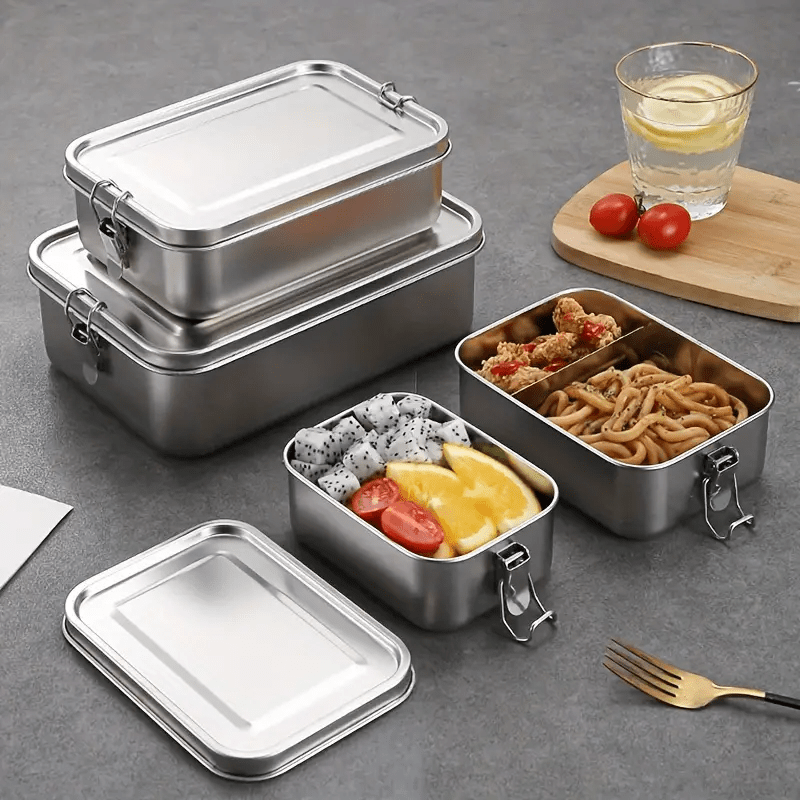 Large Capacity 304 Stainless Steel Square Lunch Box with Compartments