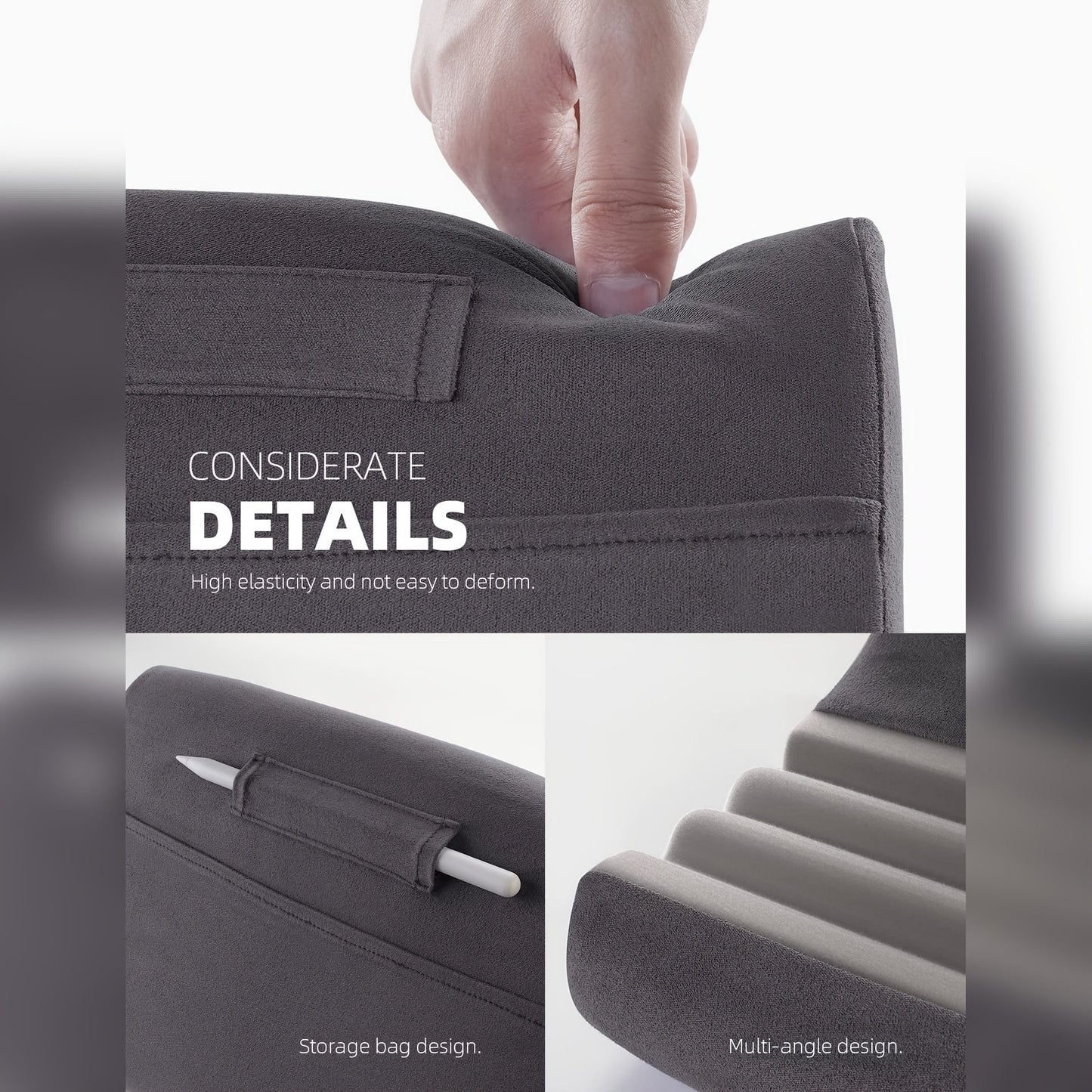 Versatile Tablet Pillow Stand with Adjustable Angles and Stylus Pocket