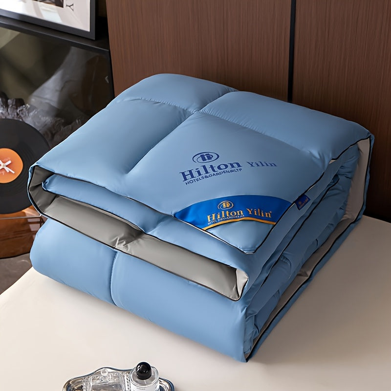 Hilton Style Double-Layered Quilt - Elegant All-Season Comfort with Soft Brushed Polyester in Light Blue