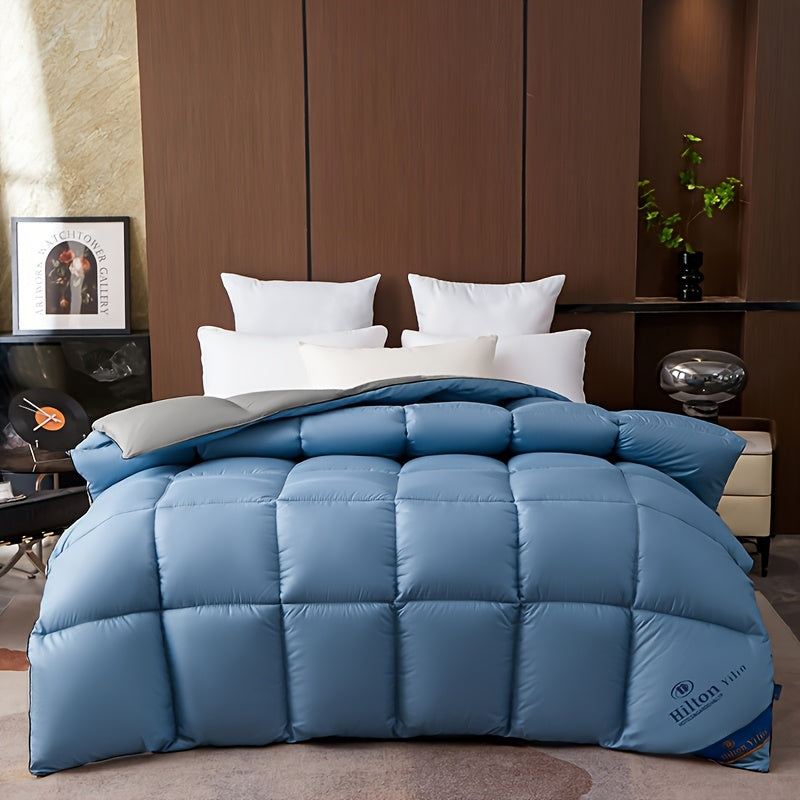 Hilton Style Double-Layered Quilt - Elegant All-Season Comfort with Soft Brushed Polyester in Light Blue
