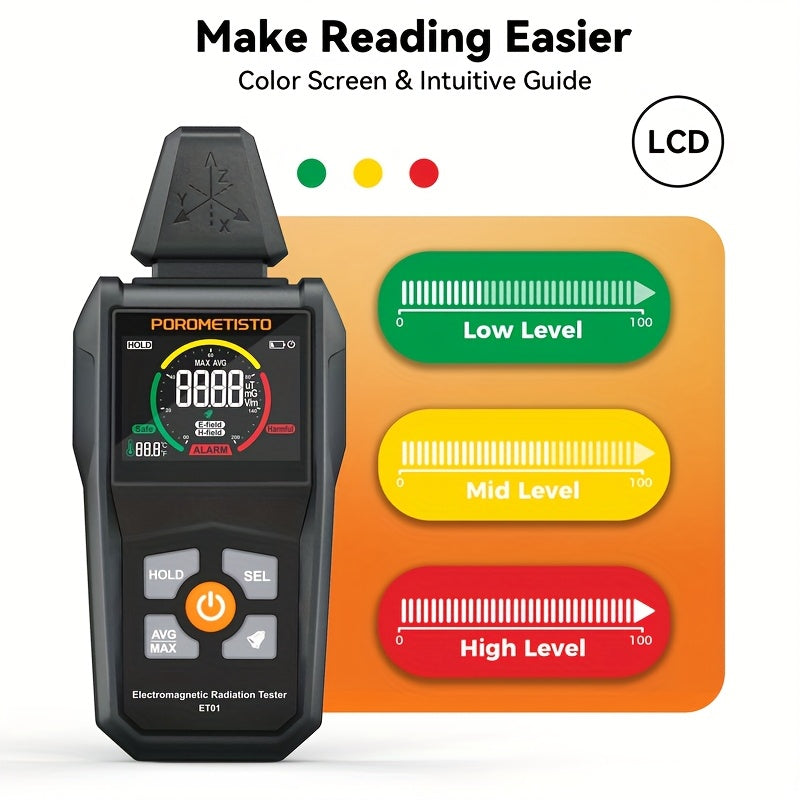 ET01 EMF Meter - 4000 Counts, Auto/Manual Range, Battery-Powered Home Tester