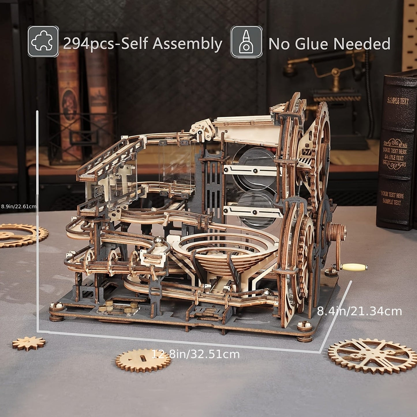 3D Wooden Puzzle Night City Gear Rotation Model - Perfect Craft Gift for Enthusiasts