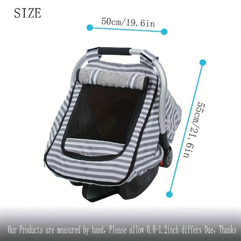 Gray Striped Windproof Car Seat Canopy - Cozy & Warm Cover for Kids