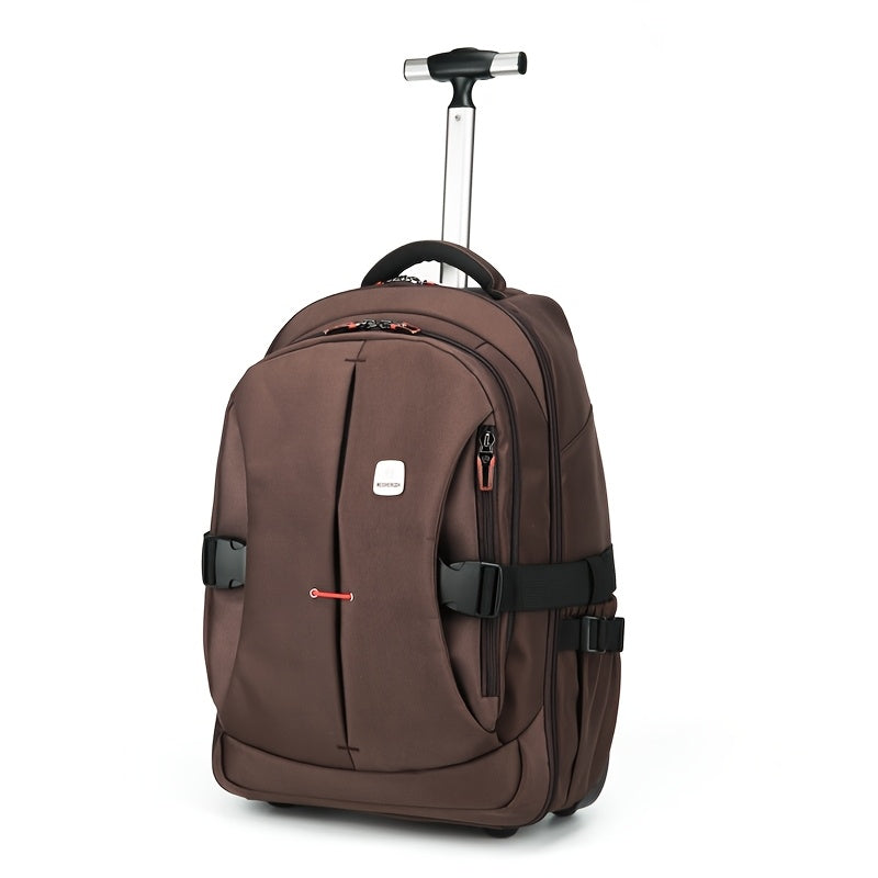 Black Oxford Fabric Convertible Backpack with Wheels - Business Travel & College Essential