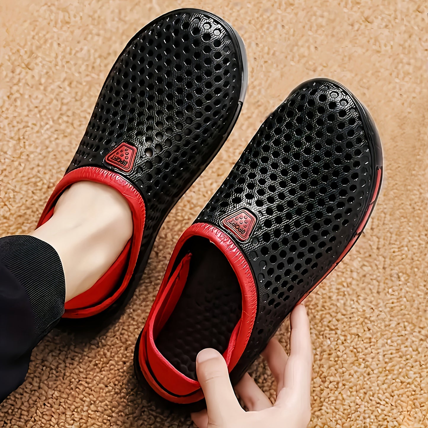 Men's Summer Breathable Slide Sandals - Dual Wear for Sports & Beach