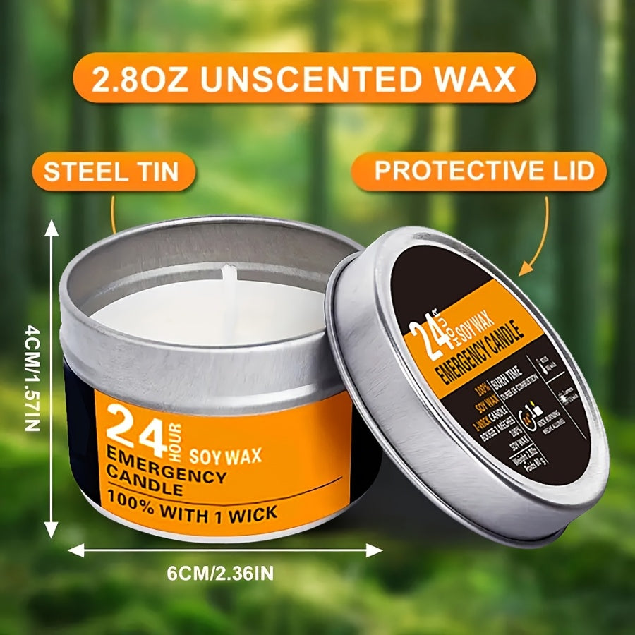 4pcs Smokeless Windproof Emergency Candles - 96 Hours Burn Time | Natural Soy Wax