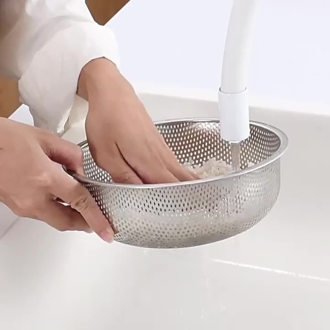Premium 304 Stainless Steel Colander - Food-Safe Rice & Vegetable Washing Basin with Efficient Drain Basket