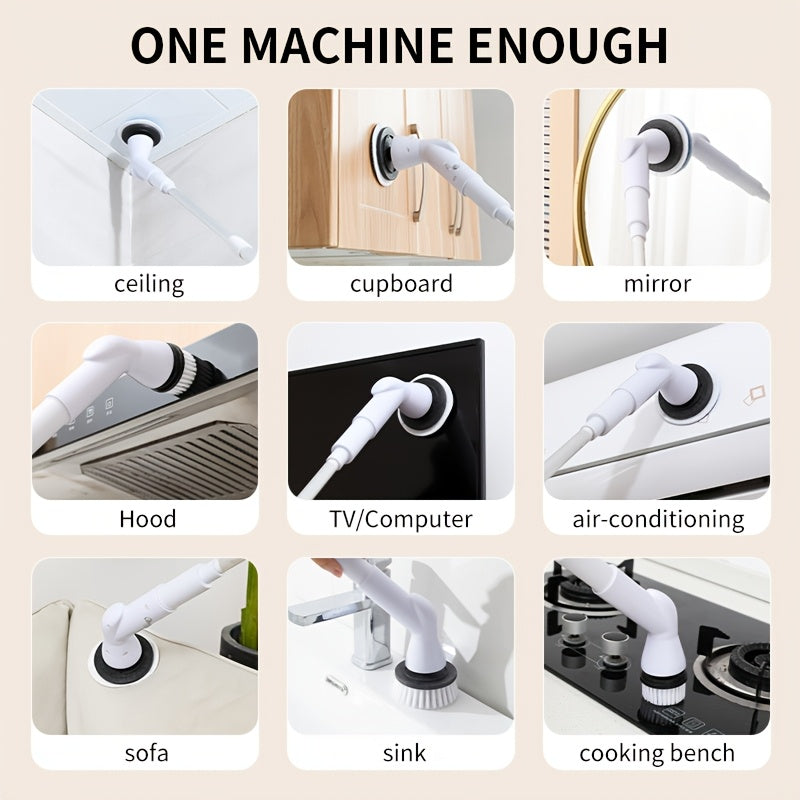 5-in-1 Electric Spin Scrubber with USB Rechargeable 1200mAh Battery | Efficient Cleaning Tool