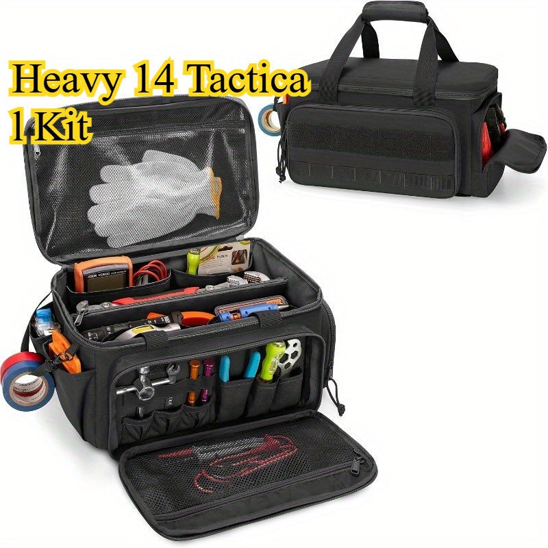 14-Inch Heavy-Duty Tactical Tool Bag with Scratch-Resistant Bottom for Electricians and Craftsmen