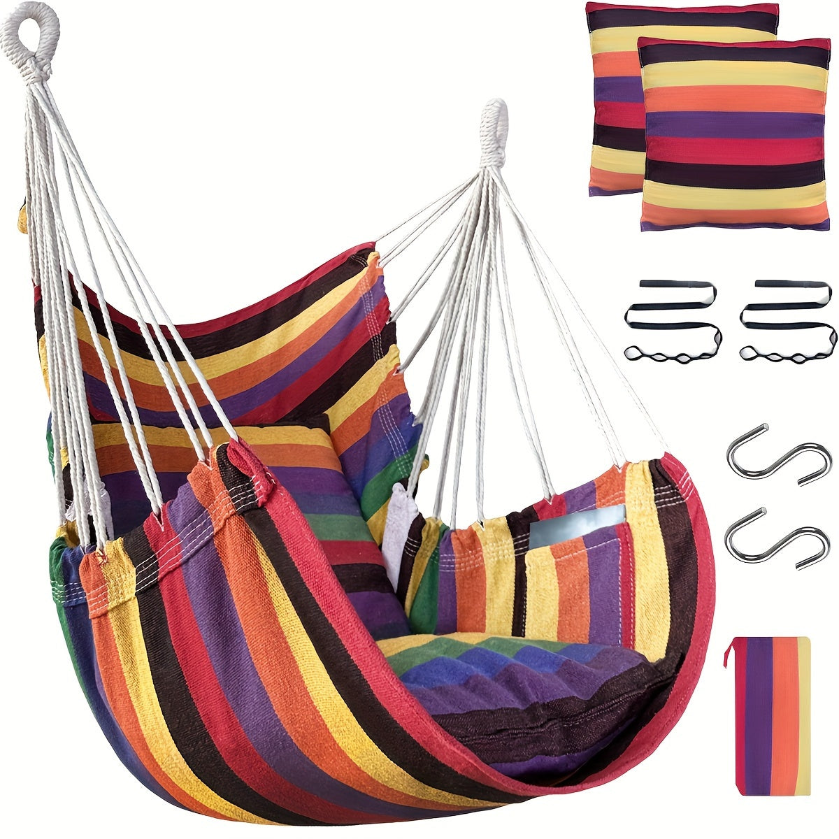 Premium Hammock Chair Set with Cushions, Straps, and Hooks