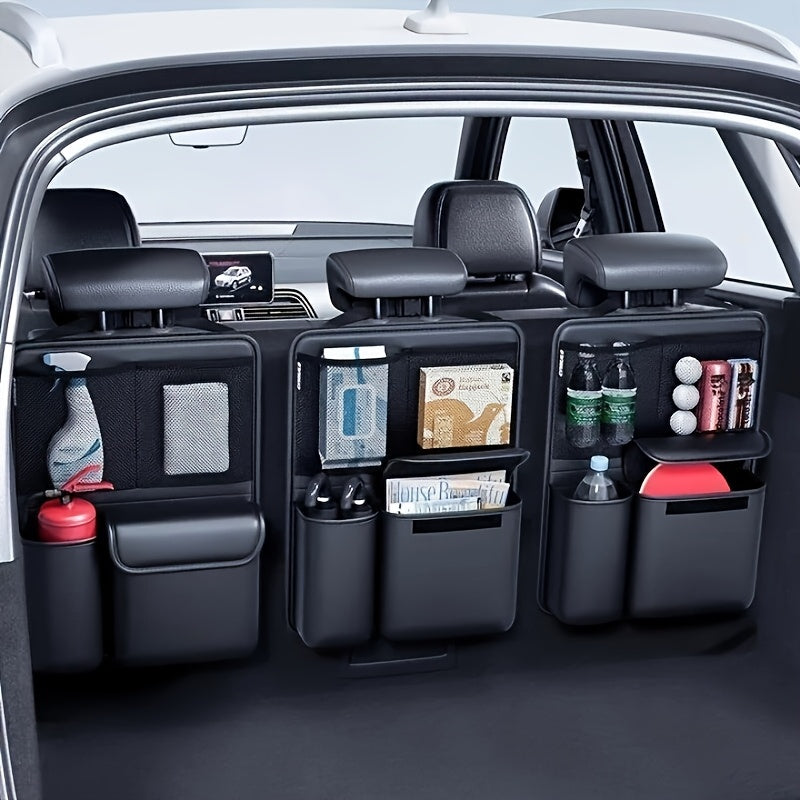 Faux Leather Multi-Function Car Storage Bag - SUV Trunk & Seat Organizer