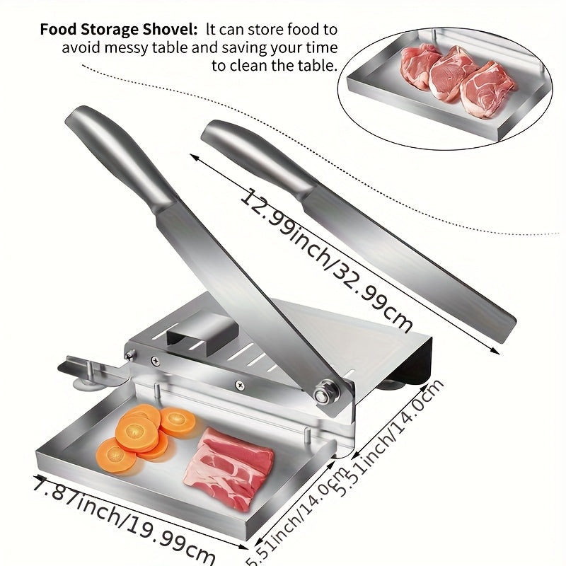 Easy-Clean Stainless Steel Manual Meat Slicer – Slice Frozen Beef, Vegetables & Bones Effortlessly | No Power Needed, Durable Kitchen Gadget