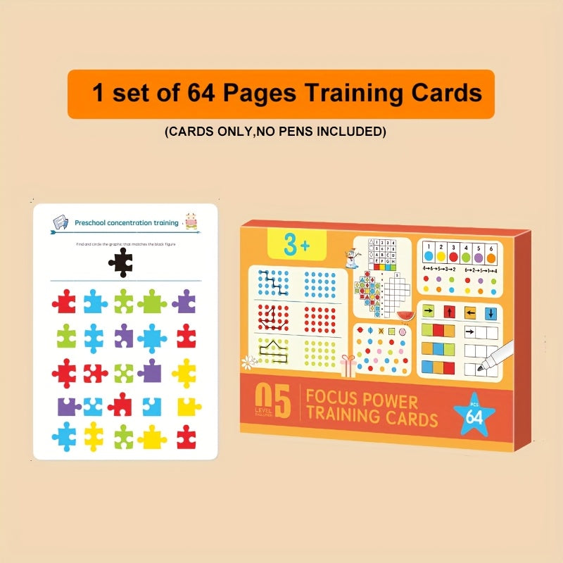 64-Page Reusable Kids Tracing Cards with Dry Erase Marker – Enhance Preschool Skills