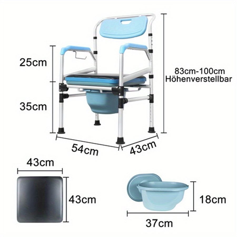 Adjustable Toilet Seat with Armrests - Ideal for Elderly & Disabled