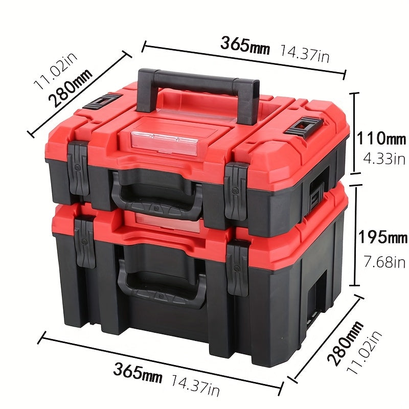 ITECHJOY Durable Plastic Toolbox - Stackable, Multi-Compartment Organizer for Electricians & Carpenters