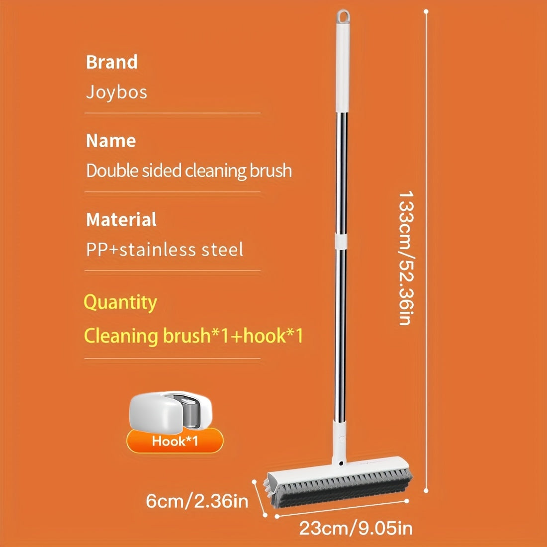 Joybos Dual-Sided Cleaning Brush with Long Handle & Swivel V-Shaped Head