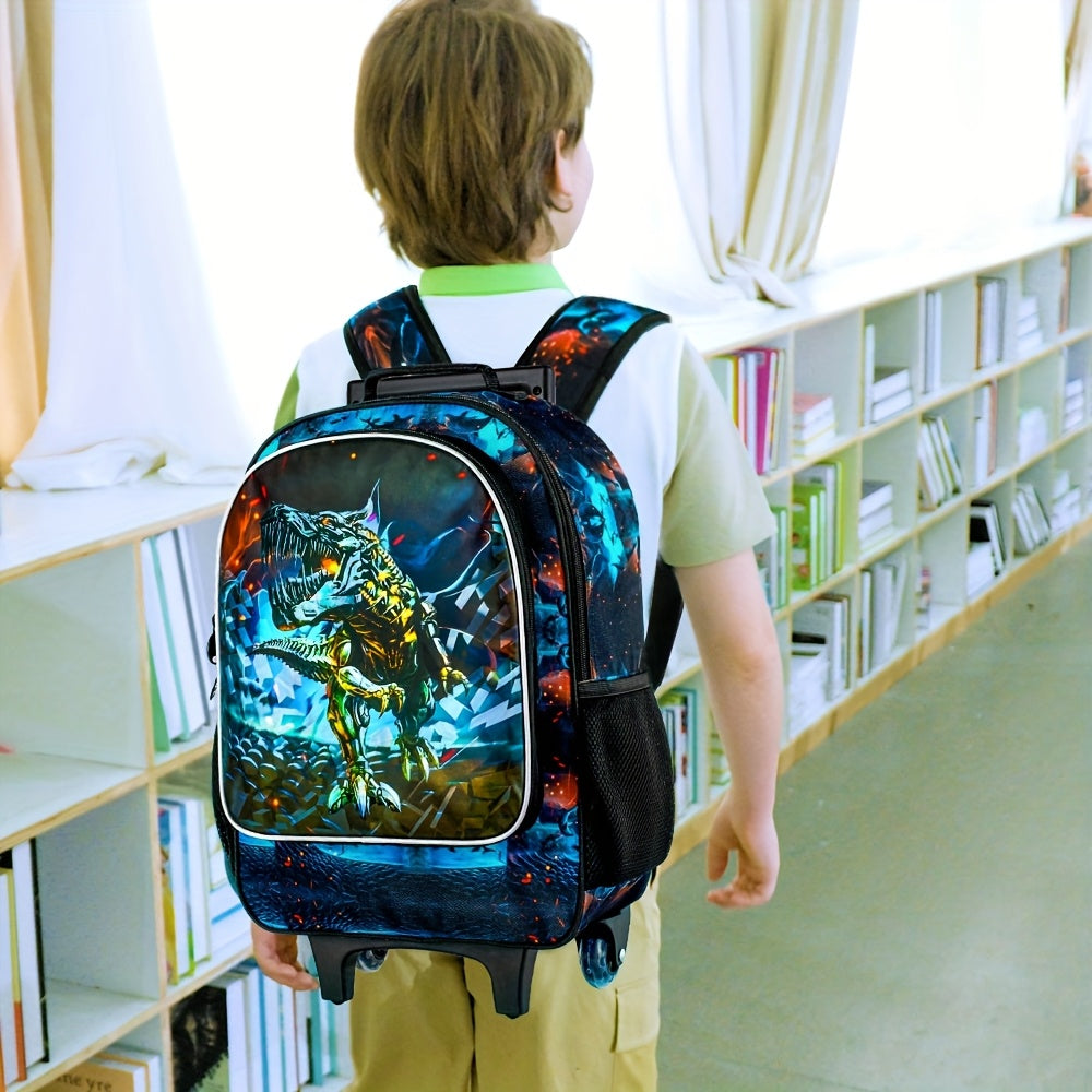 3pcs Rolling Backpack for Boys with Adjustable Straps and Roller Wheels