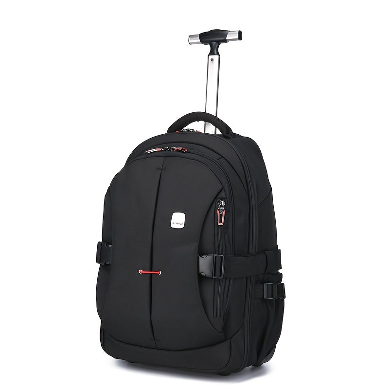 Black Oxford Fabric Convertible Backpack with Wheels - Business Travel & College Essential