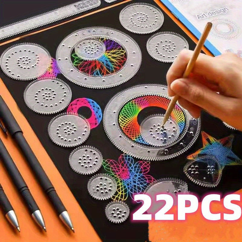 44pcs Creative Spirograph Ruler Kit - DIY Geometric Patterns Drawing Tool for Art Enthusiasts