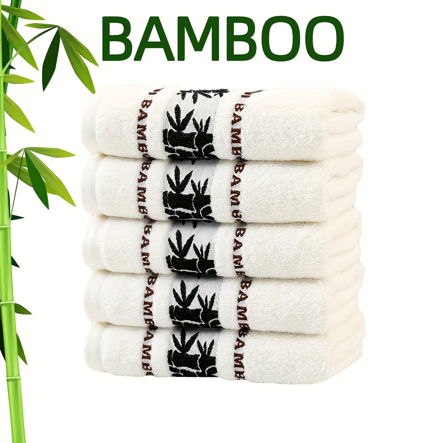 Self Flying Bamboo Fiber Towels - 5pcs Set, Absorbent & Quick-Drying, Super Soft, Beige-Friendly, Ideal Bathroom Supplies