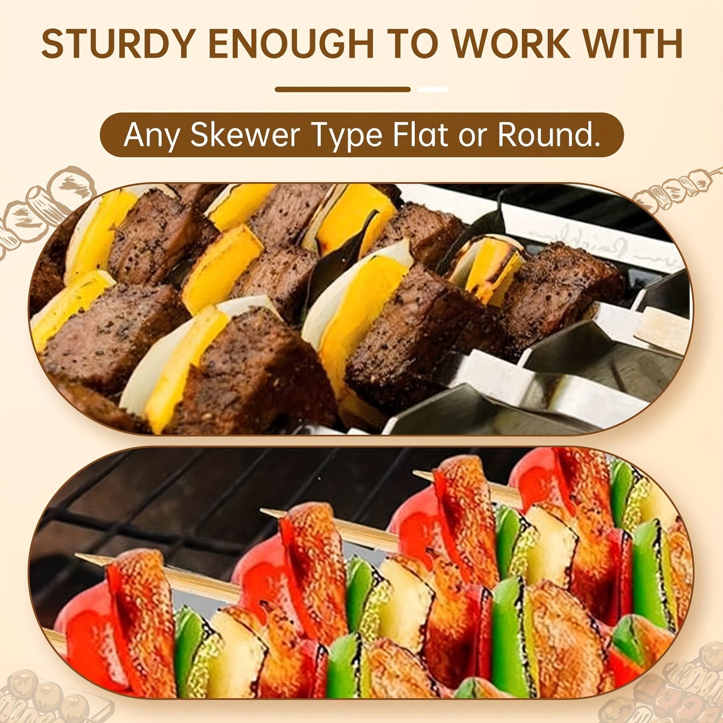 Durable 2pcs Skewer Rack - Stainless Steel BBQ Holder for Parties & Camping