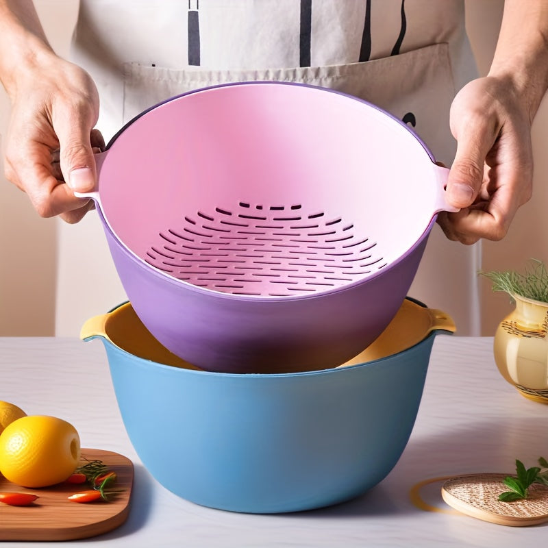 6pcs Double Drain Kitchen Strainer Set - Ideal for Fruits, Vegetables & Thawing