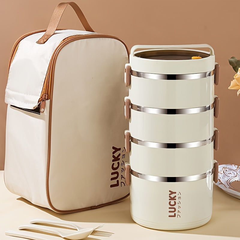 Lucky Charm Stainless Steel Lunch Box Set with Insulated Tote - Durable, BPA-Free, Perfect for School, Work & Camping