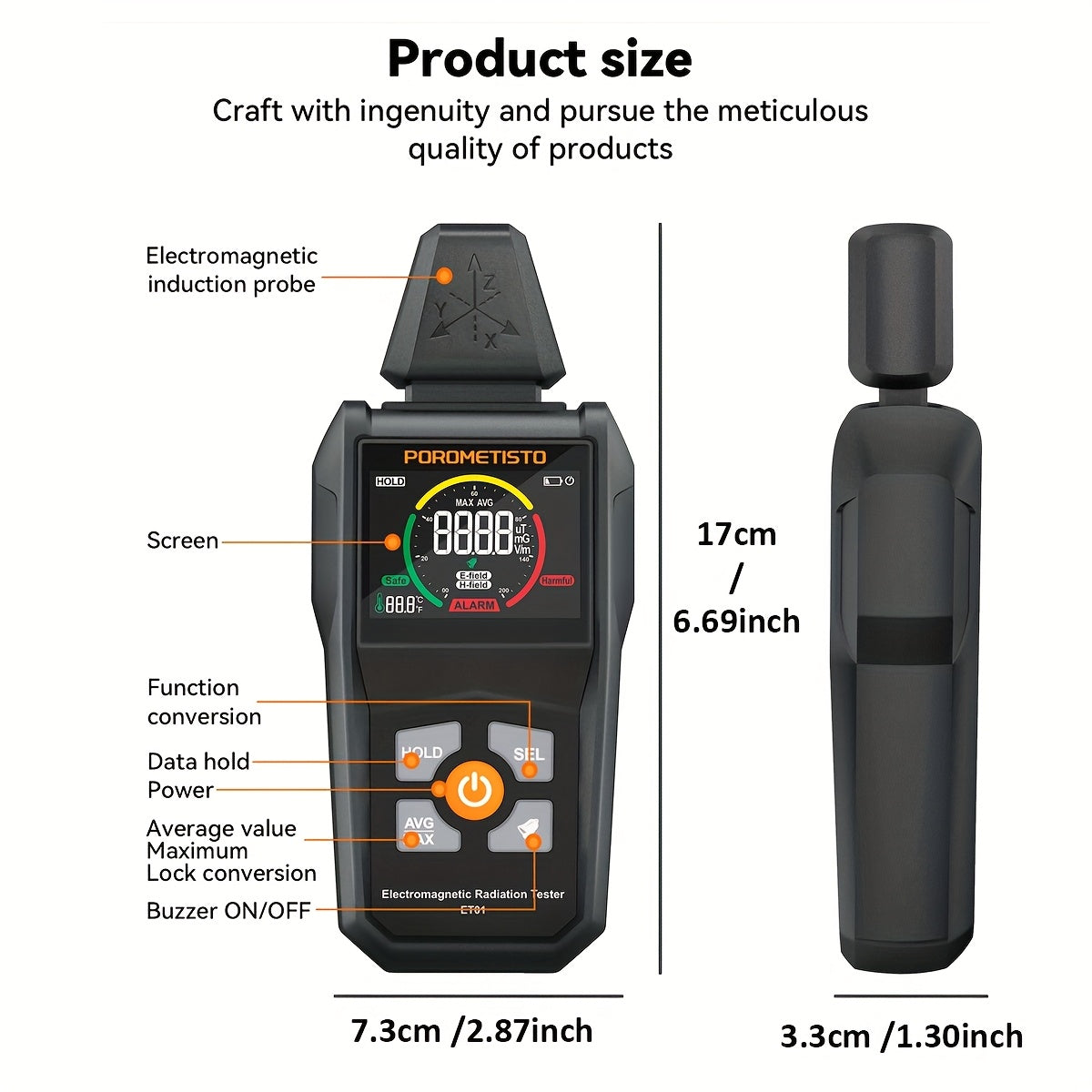 ET01 EMF Meter - 4000 Counts, Auto/Manual Range, Battery-Powered Home Tester