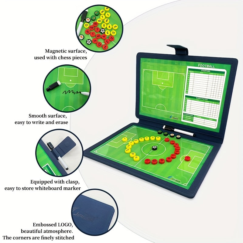 Double-Sided Magnetic Soccer Coaching Clipboard with Erasable Markers - Tactical Board for Training & Referees