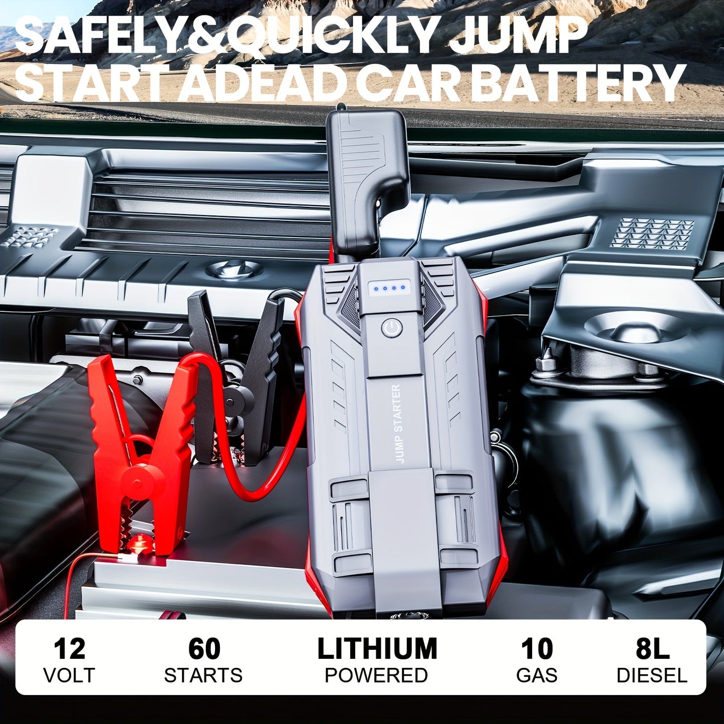 Zeee 4000A Jump Starter - 12V Car Battery with Quick Charger & LED Display