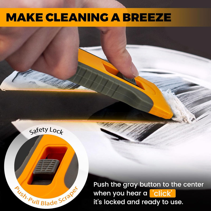 10-Blade Adhesive Removal Scraper Tool with Tail - Versatile Glass & Surface Cleaner
