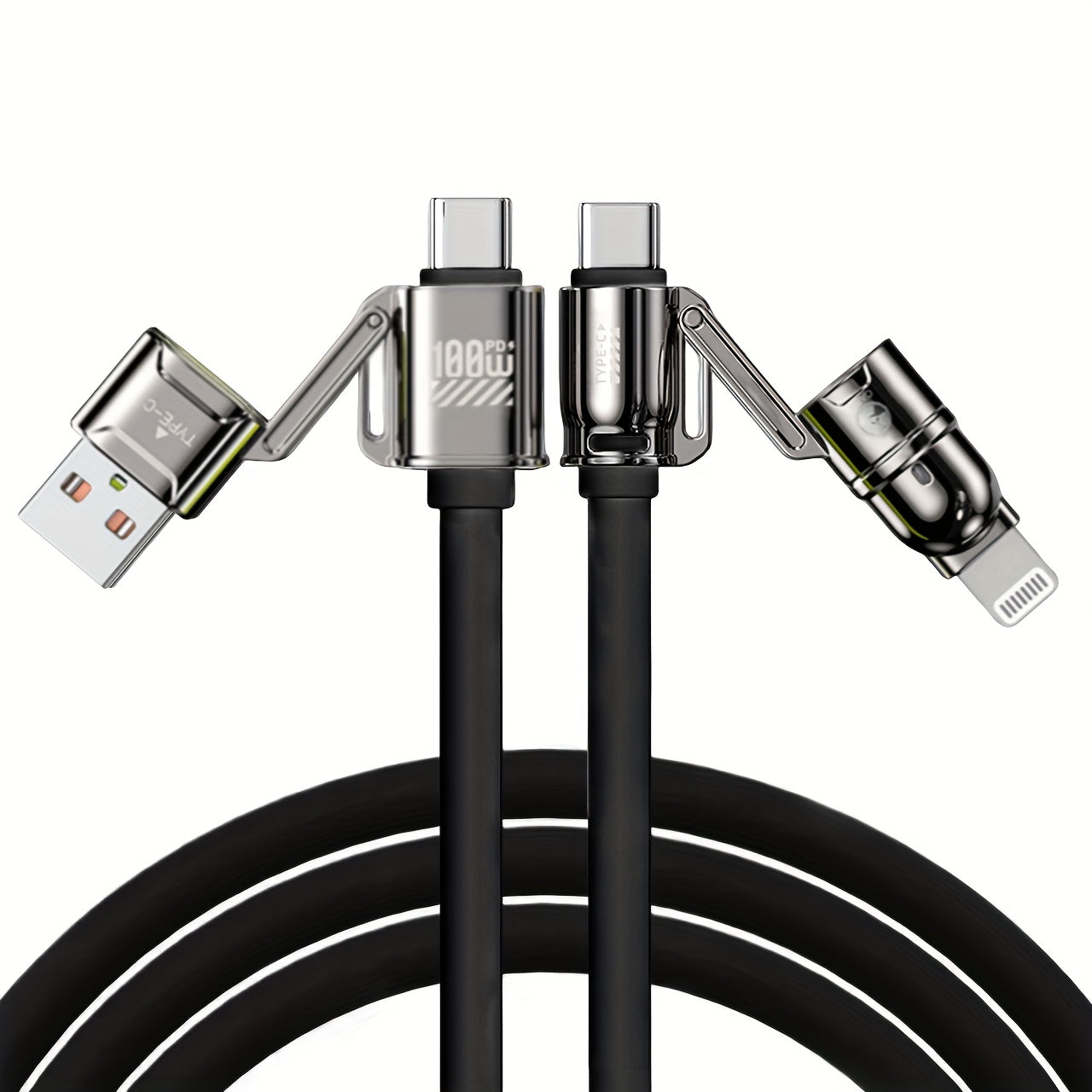 4-in-1 Kirsite Cable 100W Super Fast Charging for iPhone, iPad, Notebook, Mobile Phone