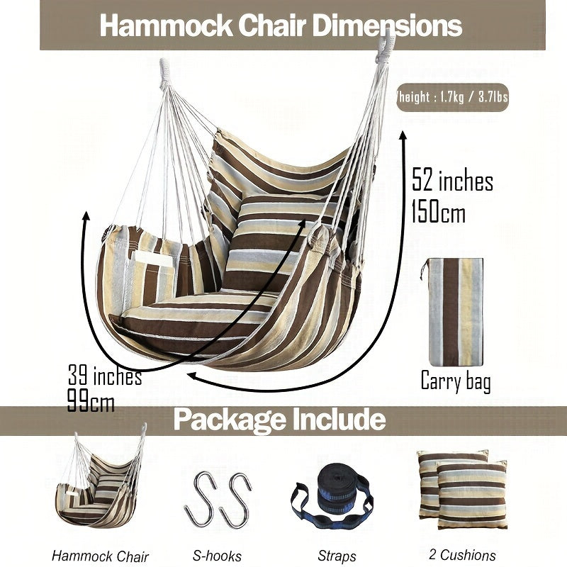 Premium Hammock Chair Set with Cushions, Straps, and Hooks