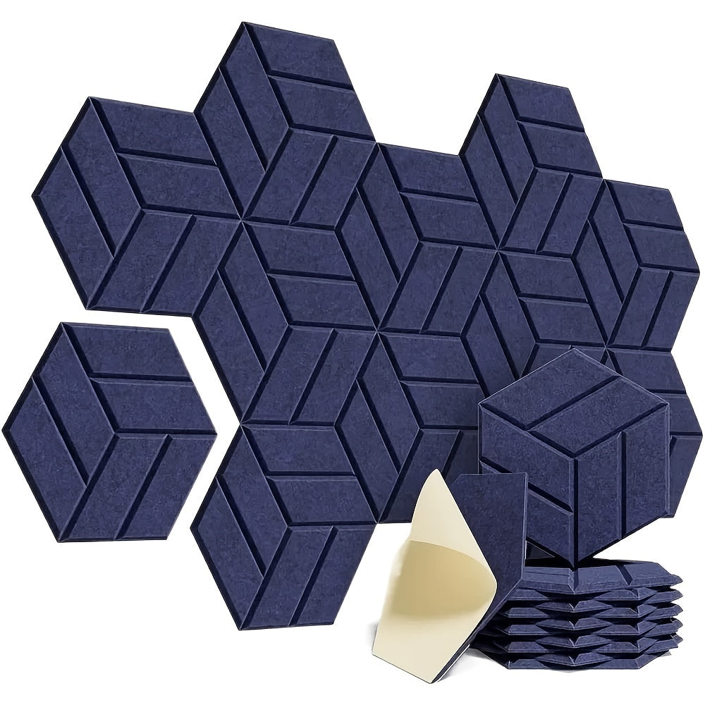 12pcs Self-Adhesive Acoustic Panels - High Density Soundproof Foam, Flame Resistant, Noise Absorbing & Echo Eliminating (Black/Dark Gray/White)