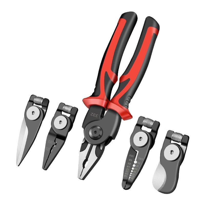 5-in-1 Multi-Purpose Pliers Set with Replaceable Heads for Electrical Maintenance