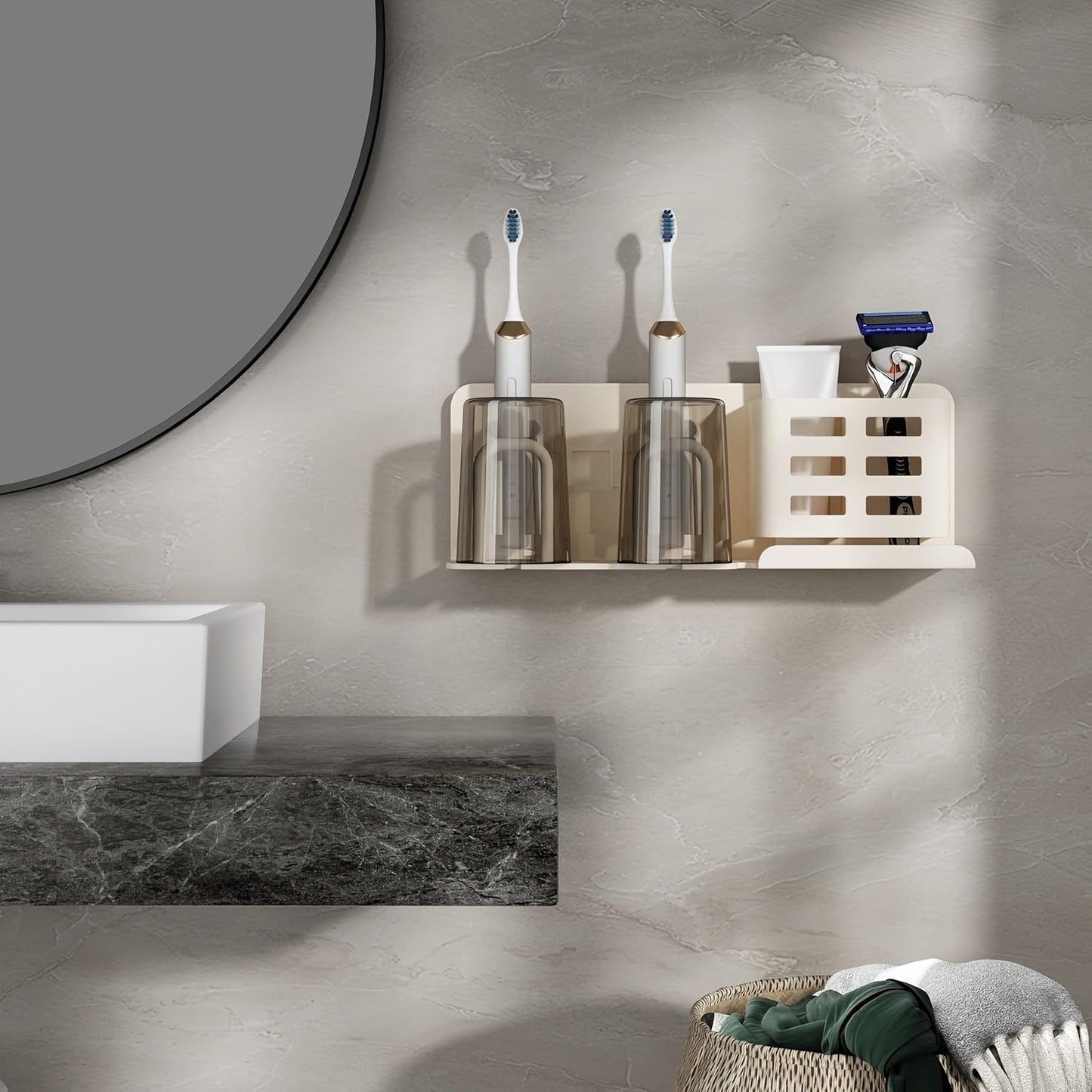 Wall Mountable Aluminum Electric Toothbrush & Razor Holder for Bathrooms - No Electricity Needed