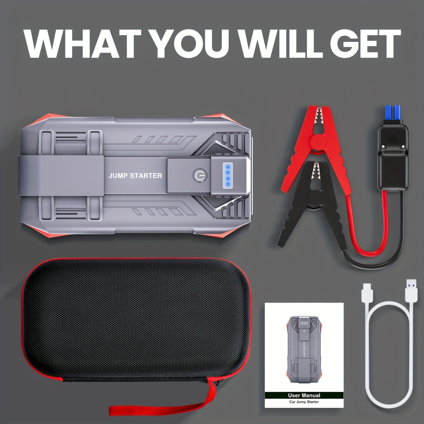 Zeee 4000A Jump Starter - 12V Car Battery with Quick Charger & LED Display