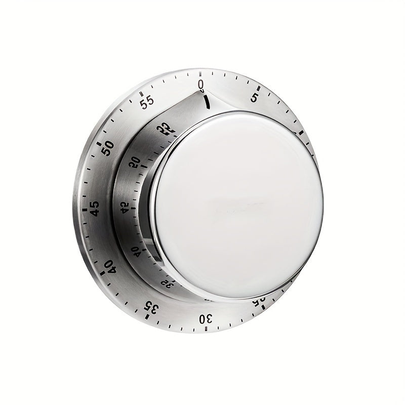 1pc Stainless Steel Chef Timer with Loud Alarm, Magnetic Backing, No Batteries Needed, 60-Minute Dial - Perfect for Cooking, Baking, and More