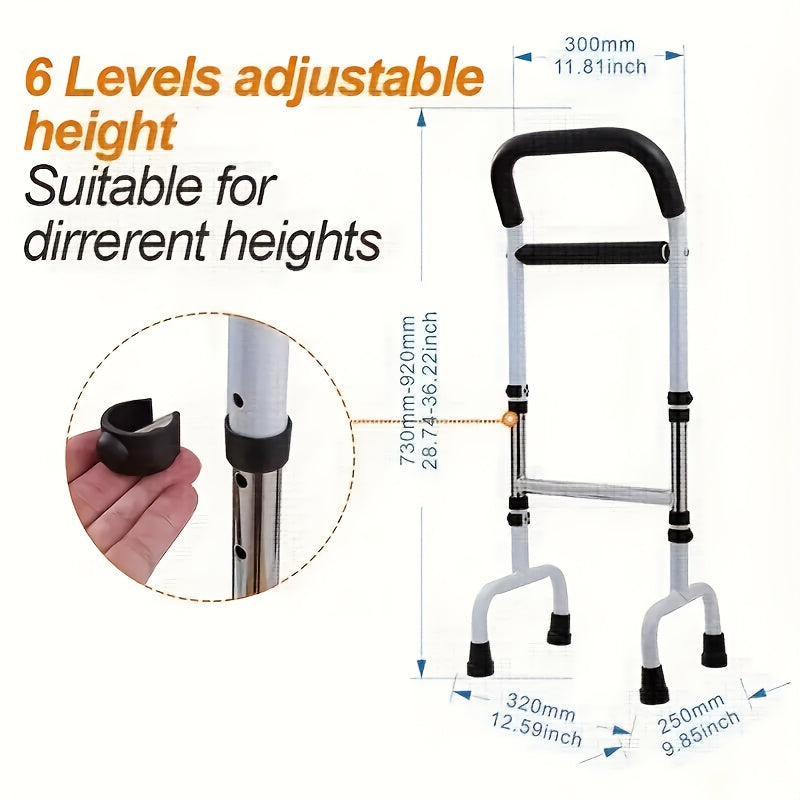 Stainless Steel Bedside Assist for Seniors - Non-Slip, Punch-Free, Safe Handrail